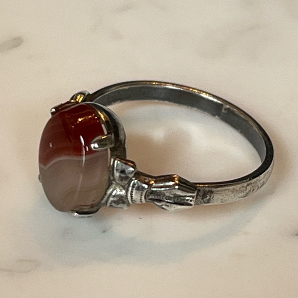 Genuine Silver Ring with Lake Superior Agate Center Stone. Size 5 1/2